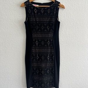 9&Co Black Lace Panel Sleeveless Sheath Dress | Size 4 | Cocktail or Office